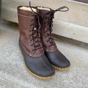 Women's Bean Boots 8" Shearling-Lined Insulated Rubber Dark Brown 10M